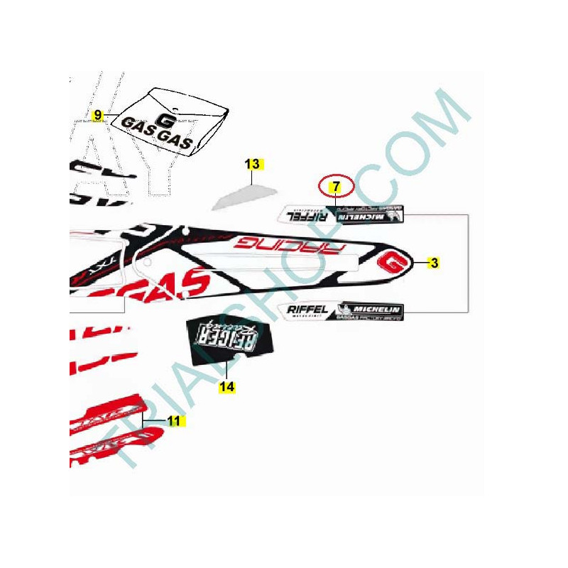 Adesivo forcellone (coppia) Gas Gas Txt Racing 2013