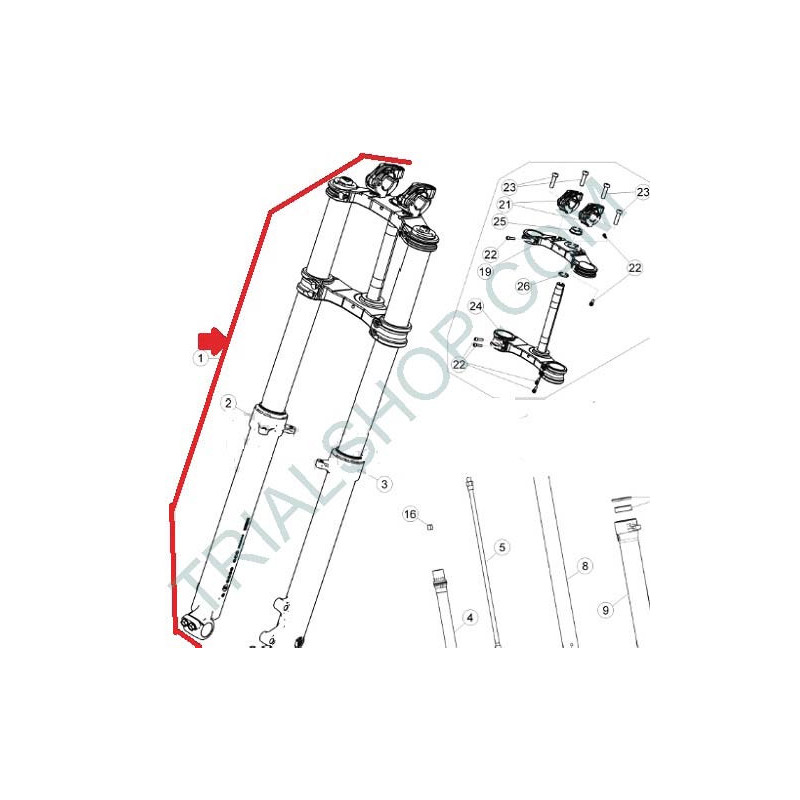 FORCELLA COMPLETA 125/200CC