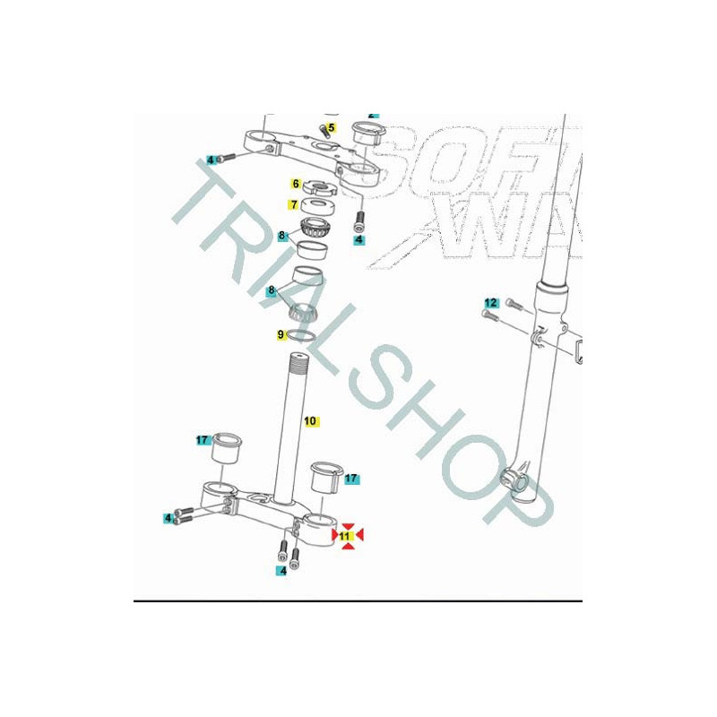 Piastra inferiore forcella Gas Gas Txt Raga, Racing, Pro, N.H.