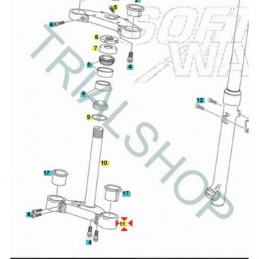 Piastra inferiore forcella Gas Gas Txt Raga, Racing, Pro, N.H.